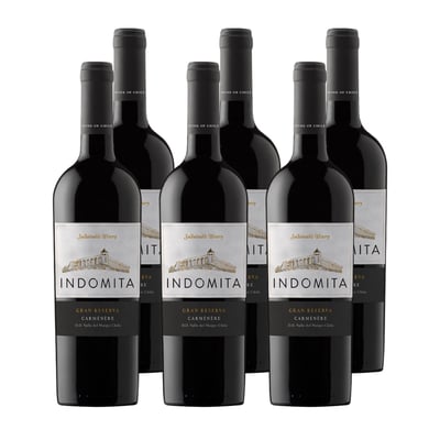 x6 Vino Indómita Gran Reserva Carmenere ($3,990 c/u)