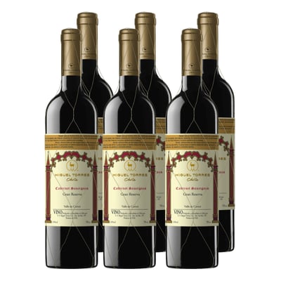x6 Vino Miguel Torres Gran Reserva Cabernet Sauvignon 750cc ($7.690 c/u)