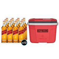 12x Whisky Johnnie Walker Red Label 1L 40º alc. + Cooler Termolar Rojo 32 litros