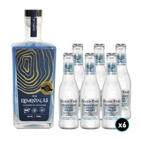 1x Gin Elemental 45 700cc 45º alc.+ 6x Agua Tónica Fever Tree Indian Naturally Light 200cc