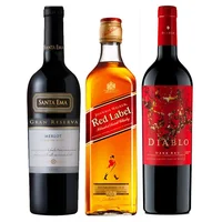 1x Whisky Johnnie Walker Red Label 750cc 40º alc. + 1x Vino Santa Ema Gran Reserva Merlot 750cc + 1x Vino Diablo Dark Red 750cc
