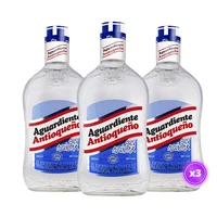 3x Aguardiente Colombiano Antioqueño - Sin Azúcar Tapa Azul - 750ml