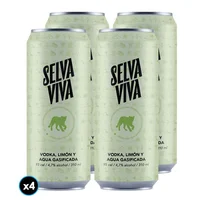 4x Bebida Premium Selva Viva Vodka Limón 310cc
