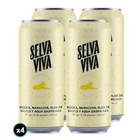 4x Bebida Premium Selva Viva Vodka Maracuyá Flor de Sauco 310cc