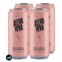 4x Bebida Premium Selva Viva Vodka Pomelo 310cc
