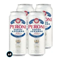 4x Cerveza Peroni Nastro Azurro Lata 500cc