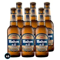 6x Cerveza Mahou Sin Alcohol Tostada Botella 330cc