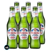 6x Cerveza Peroni Nastro Azzurro Sin Alcohol Botella 330cc