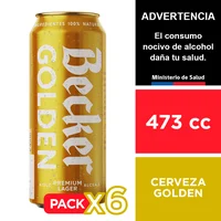 Cerveza Becker Golden 5° 6 X 473 Cc.