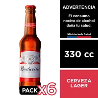 Cerveza Budweiser 5,0° 6 X 330 Cc.