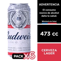 Cerveza Budweiser 5,0° 6 X 473 Cc.