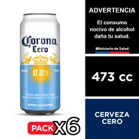 Cerveza Corona Cero 0,0° 6 X 473 Cc.