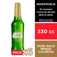 Cerveza Stella Artois Pure Gold 4,3 6 X 330 Cc