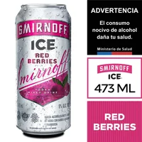 Cóctel Smirnoff ice red berries lata 473 cc