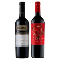 GRAN DUO SANTA EMA DIABLO: 1x Vino Santa Ema Gran Reserva Merlot 750cc + 1x Vino Diablo Dark Red 750cc