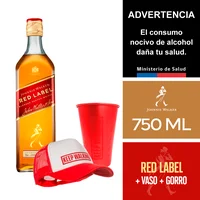 Johnnie Walker Red Label 750 Ml. + Vaso Y Gorro