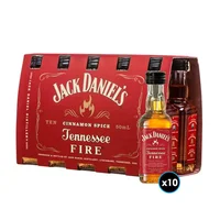 KIT WHISKEY JACK DANIELS FIRE 50cc: 10x Whiskey Jack Daniels Tennessee Fire 50cc 35º alc.