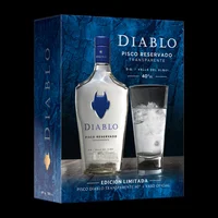 Pack 1 Pisco Diablo 40° Transparente 700 cc + Vaso