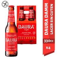 Pack 4 un. Cerveza Damm Daura Lager Sin Gluten 4.6° 330 cc