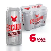 Pack 6 un. Cerveza Escudo Silver Lager 5.0° Lata 470 cc