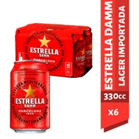 Pack 6 un. Cerveza Estrella Damm Lager 4.5° 330 cc