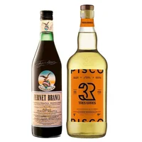 PACK BRANCA + 3R LITRO: Licor Fernet Branca 750cc + Pisco Tres Erres 1 Litro 35° alc.