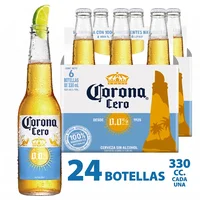 Pack cerveza botella Corona cero 24 un 330 cc.