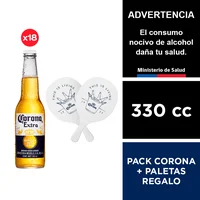 Pack Cerveza Corona 4,5° 18 X 330 Cc. + Paletas Regalo