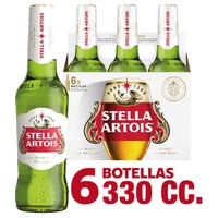 Pack Cerveza Stella Artois botella 6 un de 330 cc
