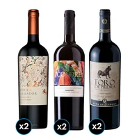 PACK DIECIOCHERO PREMIUM: 2x Vino Toro de Piedra Cabernet Sauvignon 750cc + 2x Vino 7 Colores Gran Carmenere 750cc + 2x Vino Odfjell Armador Carmenere 750cc