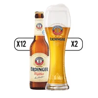 Pack Erdinger Weissbier 330ml + 2 Vasos 330ml