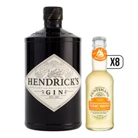 Pack Gin Hendricks 700cc + 8x Agua Tónica Fentimans Valencian Orange 200cc