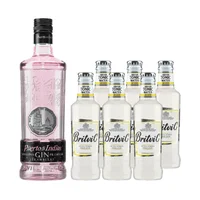 Pack Gin Puerto De Indias Strawberry 700cc + Britvic Tonica Light Botella 200cc X6