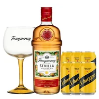Pack Gin Tanqueray Sevilla + 6 Schweppes SA + Copa