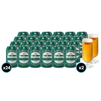 PACK MAHOU CLASICA + COPA N°2: 24x Cervezas Mahou Clásica en Lata 500cc + 2x Copa Mahou 330cc