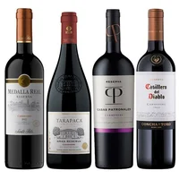 PACK MIX CARMENERE N°2: 1x Vino Medalla Real Reserva Carmenere 750cc + 1x Vino Tarapacá Gran Reserva Carmenere 750cc + 1x Vino Casas Patronales Reserva Carmenere 750cc + 1x Vino Casillero del Diablo Carmenere 750cc