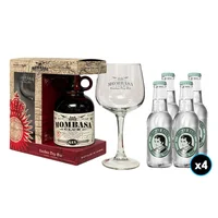 PACK MOMBASA N°2: Gin Premium Mombasa Club 700cc 41.5° alc.+ Copa Vidrio + 4x Thomas Henry Botanical Tonic 200cc