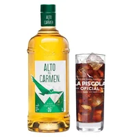 PACK PISCOLERO: Pisco Alto del Carmen 35° 1Lt. +1x Vaso "La Piscola Oficial"