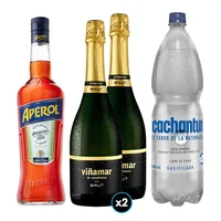 PACK SPRITZ PERFECTO N°10 1x Licor Aperitivo Aperol 750cc + 2x Espumante Viñamar Charmat Brut 750cc + 1x Agua Mineral Cachantun Con Gas 1.6 Litros
