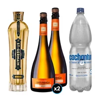 PACK SPRITZ PERFECTO N°15 1x Saint Germain Licor de Flores de Sauco 750cc + 2x Espumante Undurraga Brut + 1x Agua Mineral Cachantun Con Gas 1.6 Litros