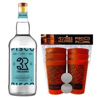 PACK TRES ERRES + KIT PISCO PONG: 1x Pisco Tres Erres Transparente 1 Litro + 1x Kit Pisco Pong