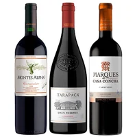 Pack Vinos Carmenere 1x Montes Alpha + 1x Marques De Casa Concha + 1x Tarapaca Gran Reserva Botella 750cc
