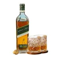 Pack Whisky Johnnie Walker Green Label 750cc + 2 Vaso Corto de Vidrio