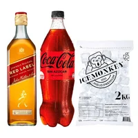 PROMO JW RED 750cc + BEBIDA ZERO 1500cc + HIELO: Whisky Johnnie Walker Red Label 750cc 40º alc. + Bebida Coca Cola Zero Azúcar 1.5 L + Hielo Ice Monkey 2 kg.