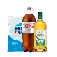 Promo Pack Pisco Alto Del Carmen 35° 1lt + Coca Cola Light 3lt + Hielo 2kg