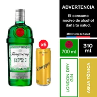 Tanqueray 700 Ml. + Schweppes Agua Tónica 6 X 310 Ml.