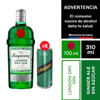 Tanqueray 700 Ml. + Schweppes Ginger Ale Sin Azúcar 6 X 310 Ml.