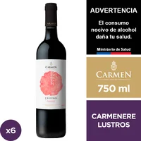 Vino Carmen Lustros Carmenere 6 X 750 Ml.