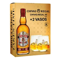 Whisky Chivas Regal 12 años botella 750 cc + 2 vasos