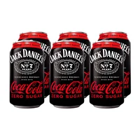 x6 Jack & Coke Jack Daniel's Coca Cola Sin Azúcar 7° 350ml